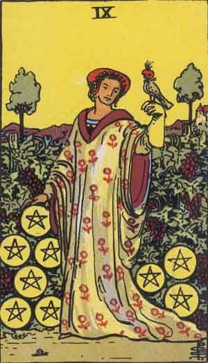 Tarot card - The Nine of Pentacles