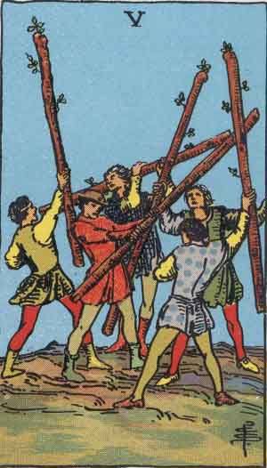 five of wands tarot card